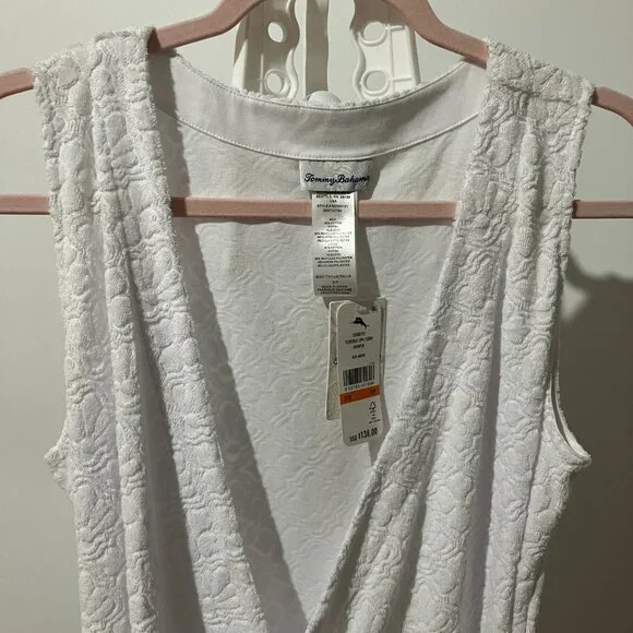 NWT Tommy Bahama Textured Terry Beach Romper in White Sz Small Fits Like Sz 6-8 - Picture 10 of 15
